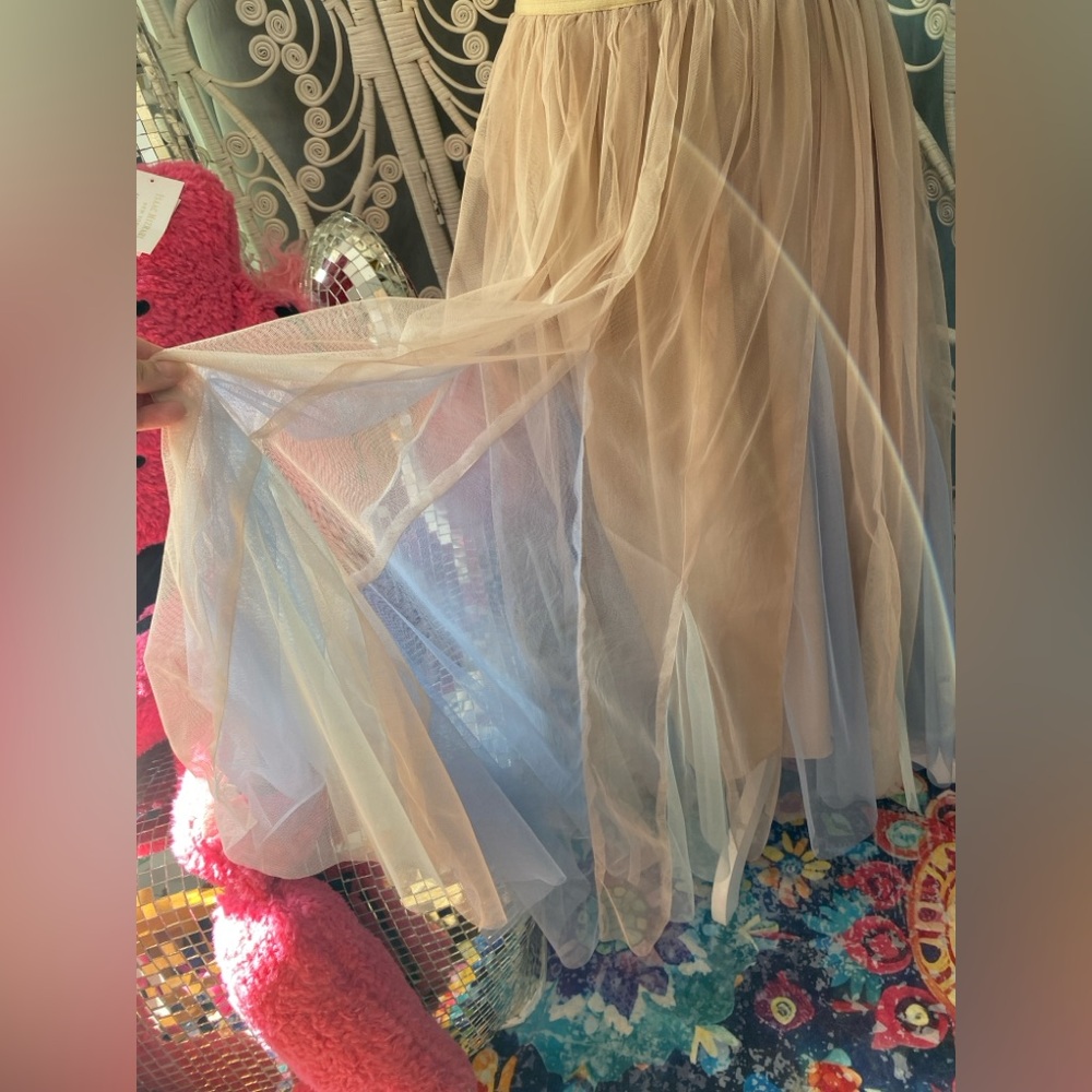 ❌SOLD❌NWT POLAGRAM TULLE SKIRT PEACH BLUE AQUA MIDI MAXI SMALL - Picture 2 of 5